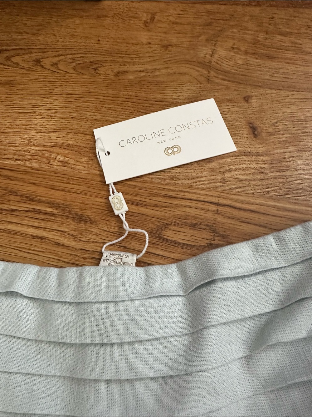 New Caroline Constas Strapless Pleated Maxi Dress S Linen Blend Baby Blue - Picture 5 of 12